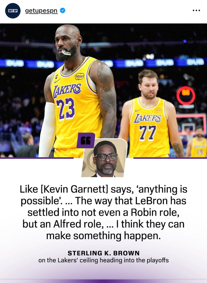 斯特林·K·布朗：湖人季后赛前景光明 勒布朗角