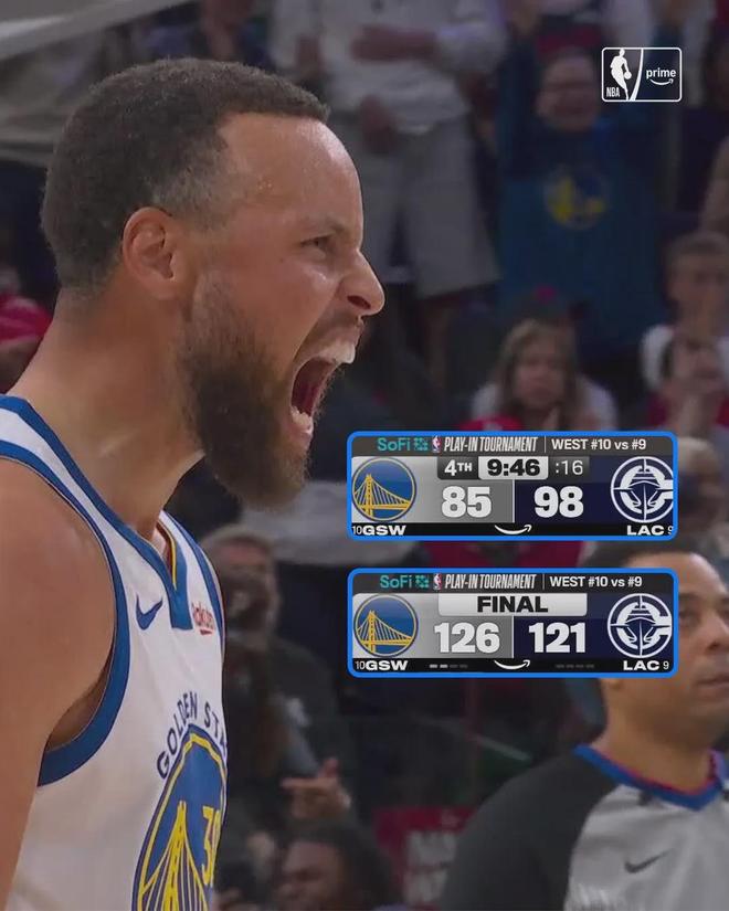 库里绝杀+追梦防守奇袭 勇士逆风翻盘快船夺附加